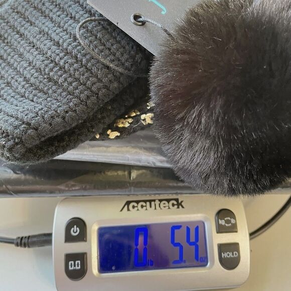 Jocelyn Black Beanie with Pompom Gold Metallic Foil Leopard Print Womens OS - Picture 8 of 8